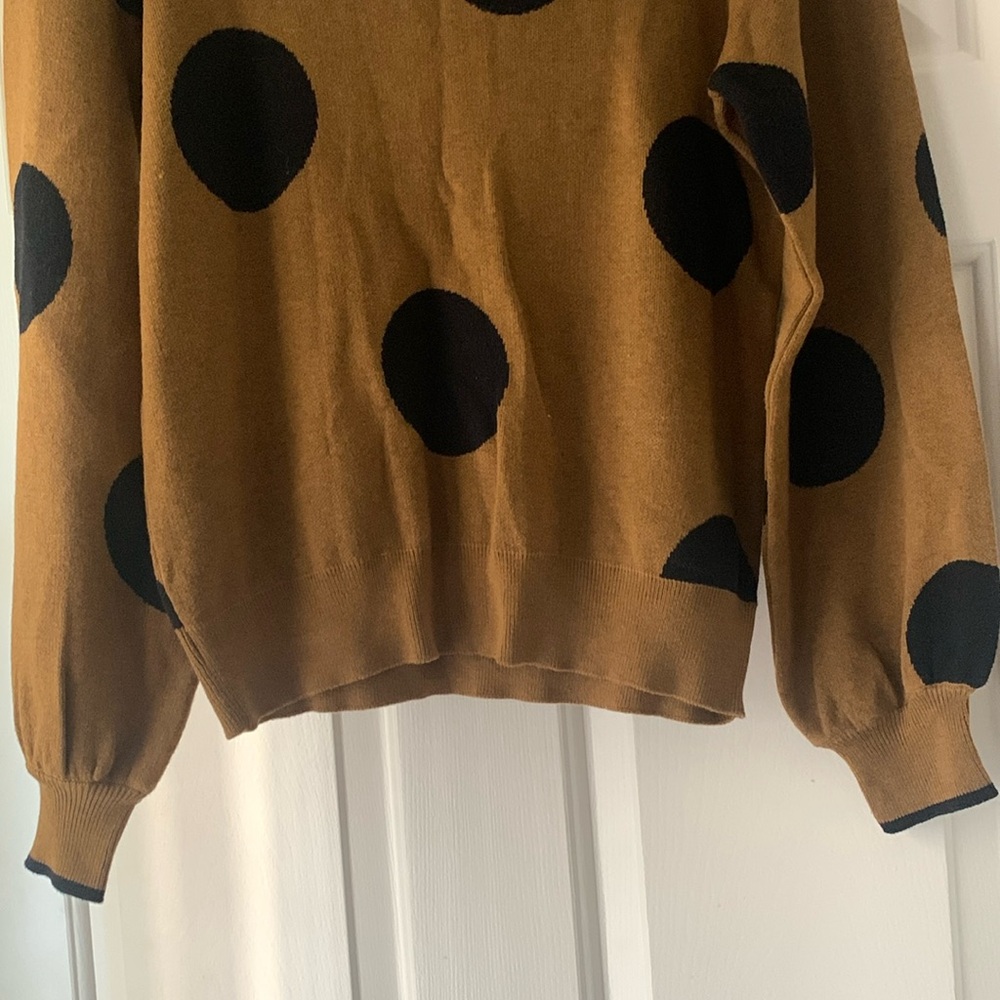 Who What Wear Brown & Black Polka-Dot Sweater & Midi Skirt Set - Picture 6 of 16